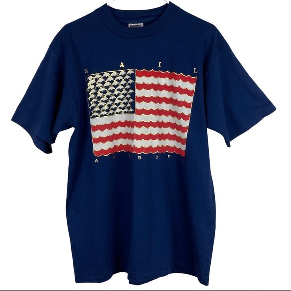 Vintage Single Stitch Oneida Power Pro Tee T Shirt Sail America Size L Made USA - Picture 1 of 7